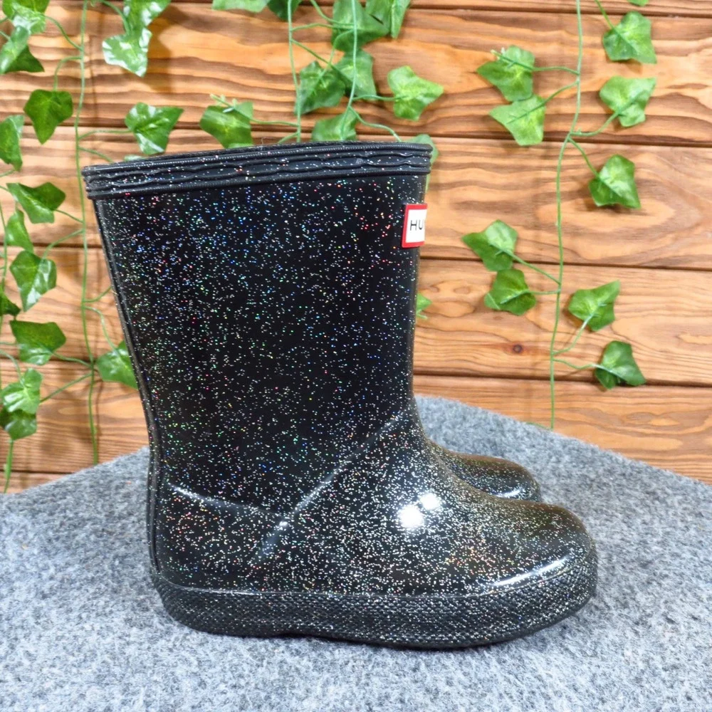 Hunter Kids First Classic Starcloud Unisex Rain Boots Sz 7B/8G Waterproof Black